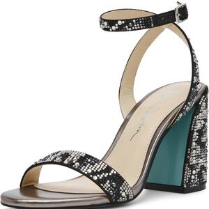 Betsey Johnson Black and Silver Sequin Heels